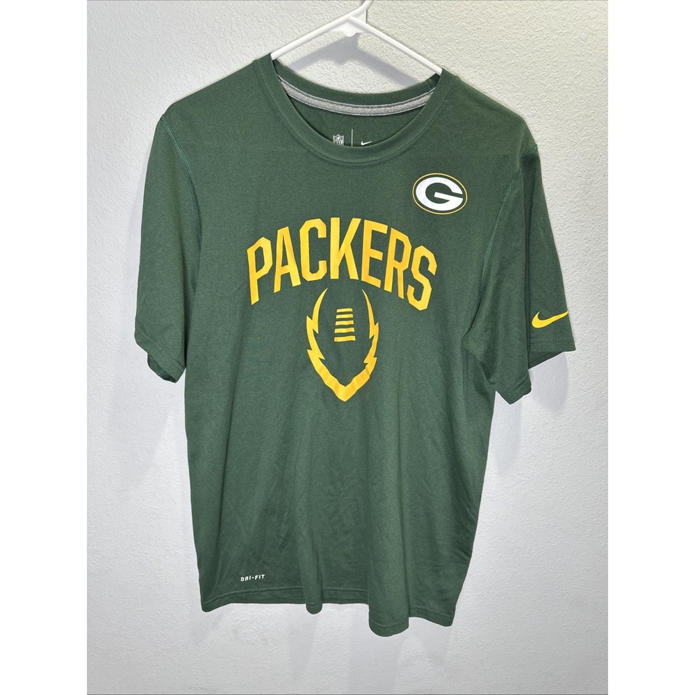Nike Dri-fit Green Bay Packers Shirt Size Medium Short Sleeve Green NFL